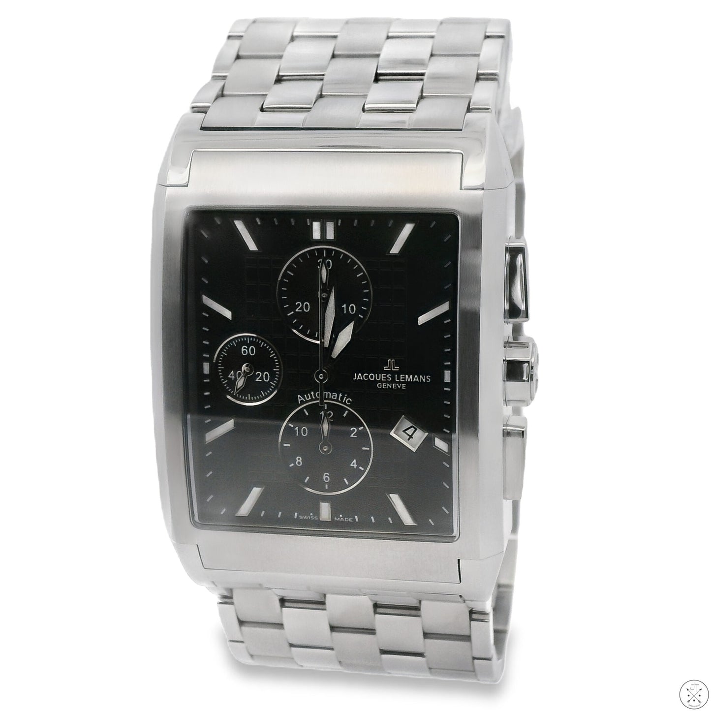Jacques Lemans Automatic Watch G187 Large Rectangle Sapphire Crystal Box Geneve