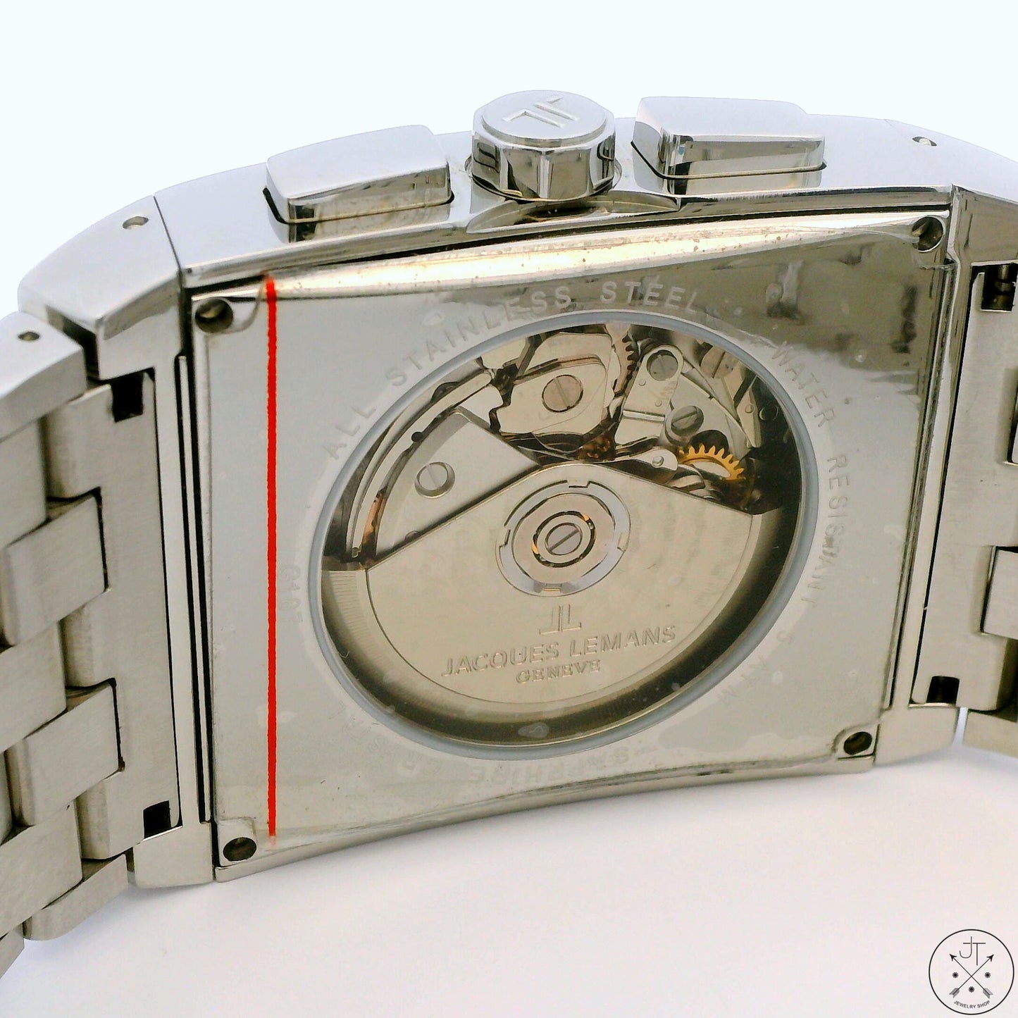 Jacques Lemans Automatic Watch G187 Large Rectangle Sapphire Crystal Box Geneve