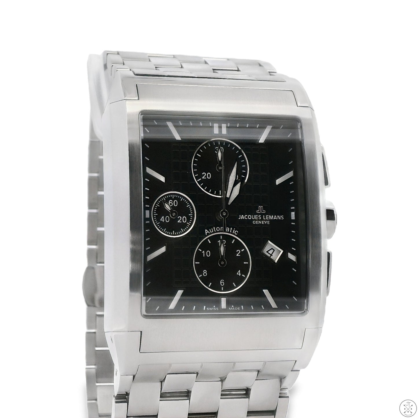 Jacques Lemans Automatic Watch G187 Large Rectangle Sapphire Crystal Box Geneve