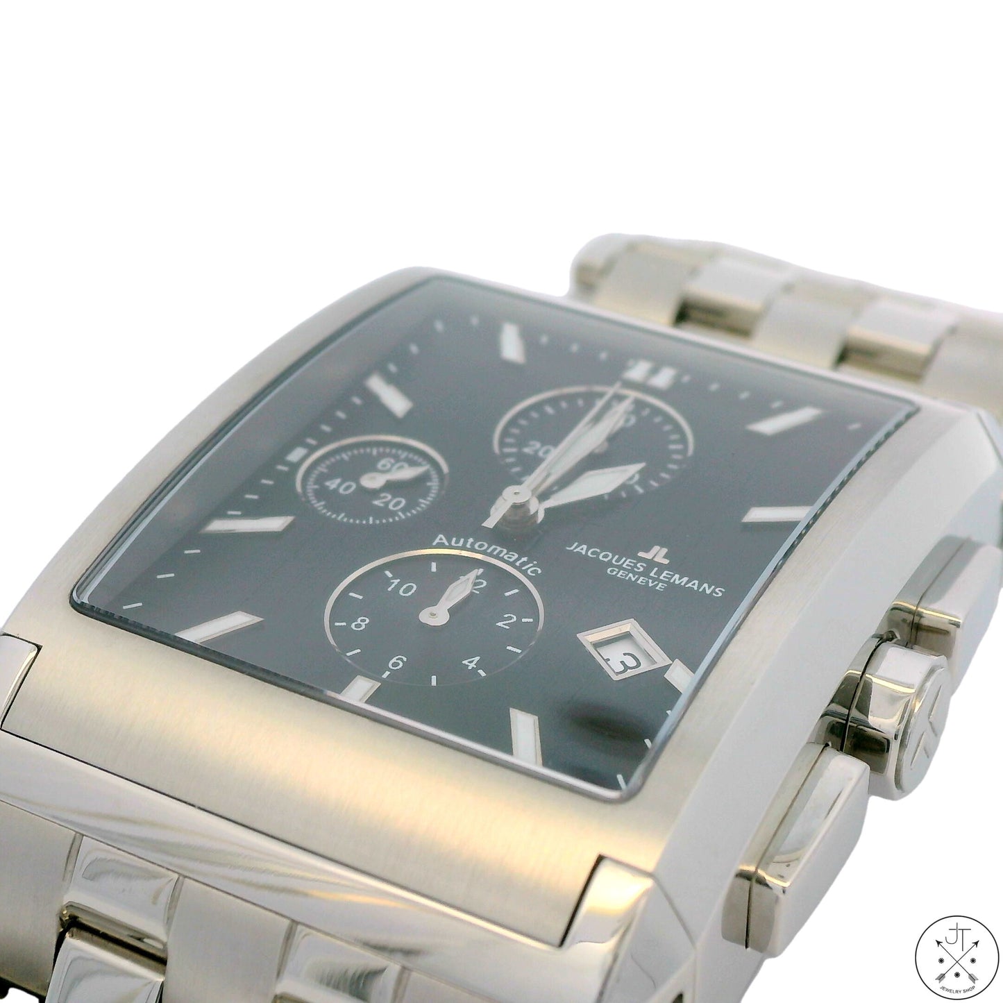 Jacques Lemans Automatic Watch G187 Large Rectangle Sapphire Crystal Box Geneve