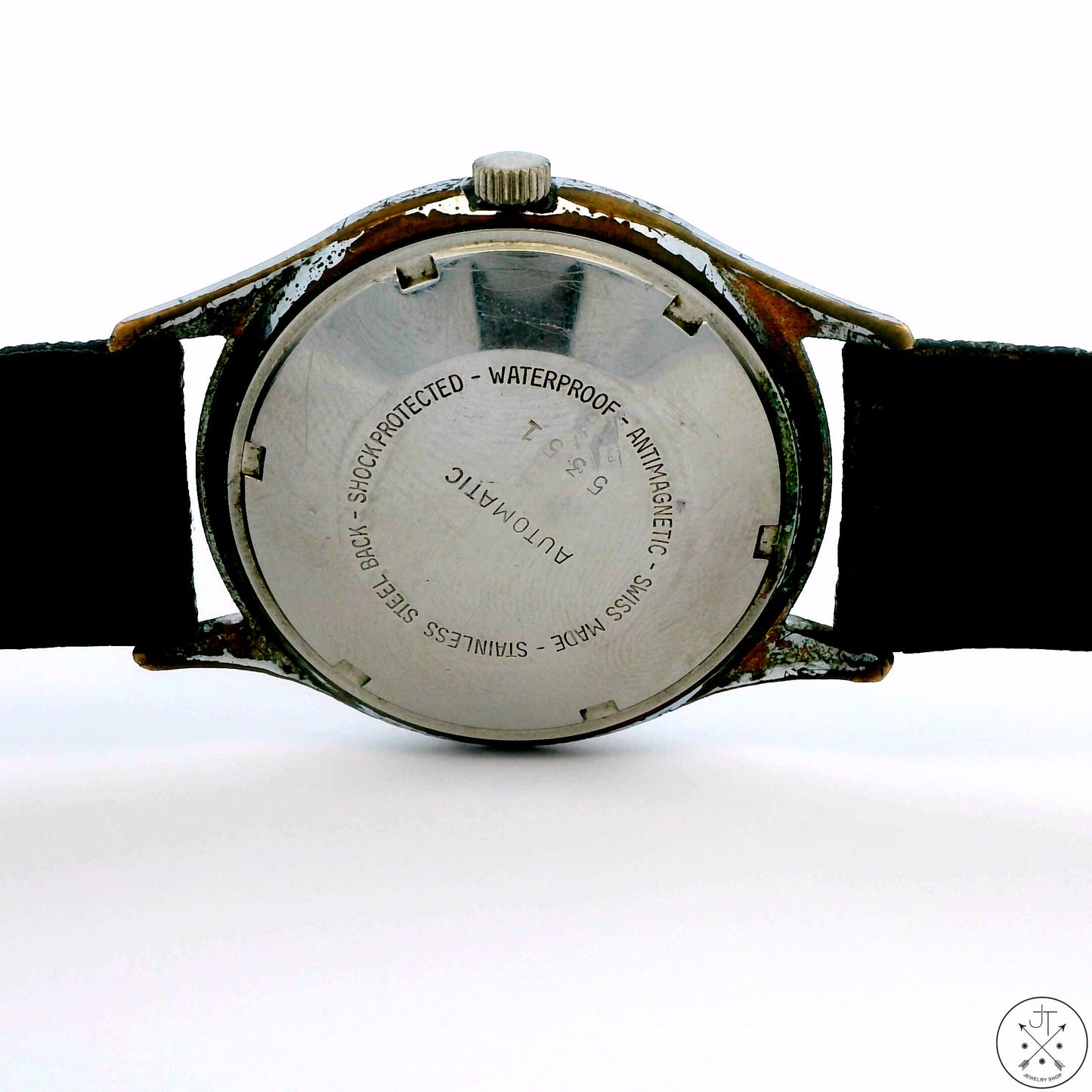 Vintage Chevron 33 mm Swiss 25 Jewel Automatic Waterproof Watch Runs