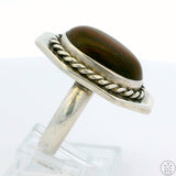 Unique 2006 Zuni Sterling Silver Ring with Hardwood Cabochon Size 6.75 Chavez