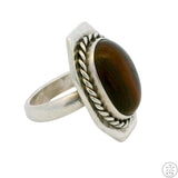 Unique 2006 Zuni Sterling Silver Ring with Hardwood Cabochon Size 6.75 Chavez