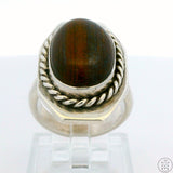 Unique 2006 Zuni Sterling Silver Ring with Hardwood Cabochon Size 6.75 Chavez