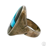 Vintage Sterling Silver Mens Ring with Turquoise and Abalone Size 10.75