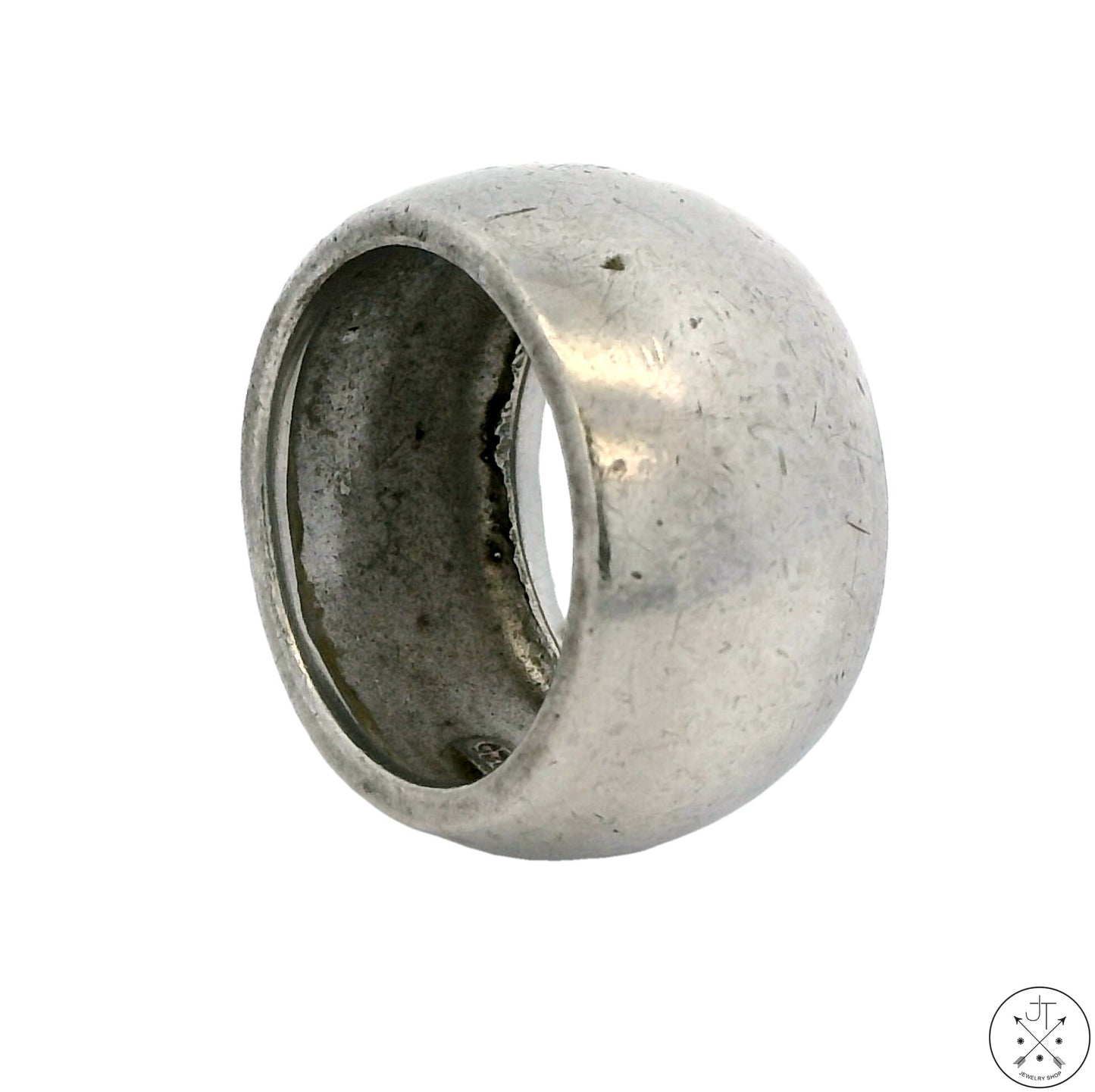 Vintage Nickle-Free Sterling Silver 12.7 mm Wide Band Domed Size 7