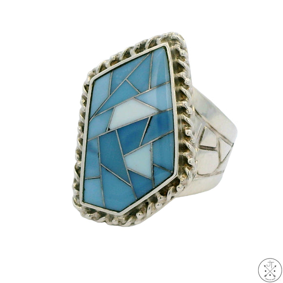 Desert Rose Trading Sterling Silver Ring with Blue Opal Size 11.5