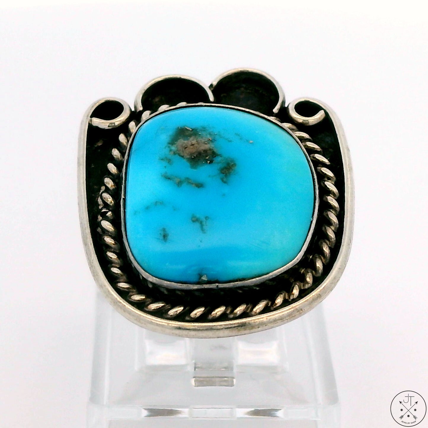 Vintage Sterling Silver Ring with Dyer Blue Mine Turquoise Size 6