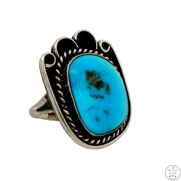 Vintage Sterling Silver Ring with Dyer Blue Mine Turquoise Size 6