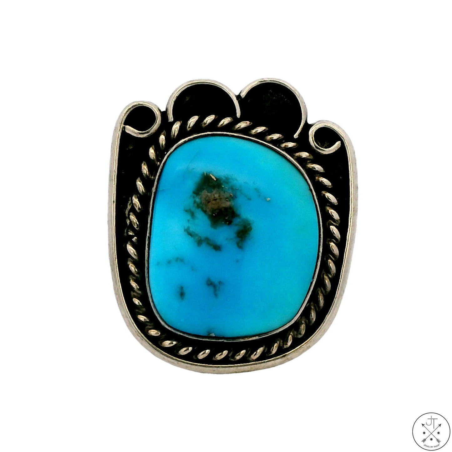 Vintage Sterling Silver Ring with Dyer Blue Mine Turquoise Size 6