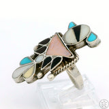 Vintage Sterling Silver Large Thunderbird Ring Turquoise Pearl Size 6