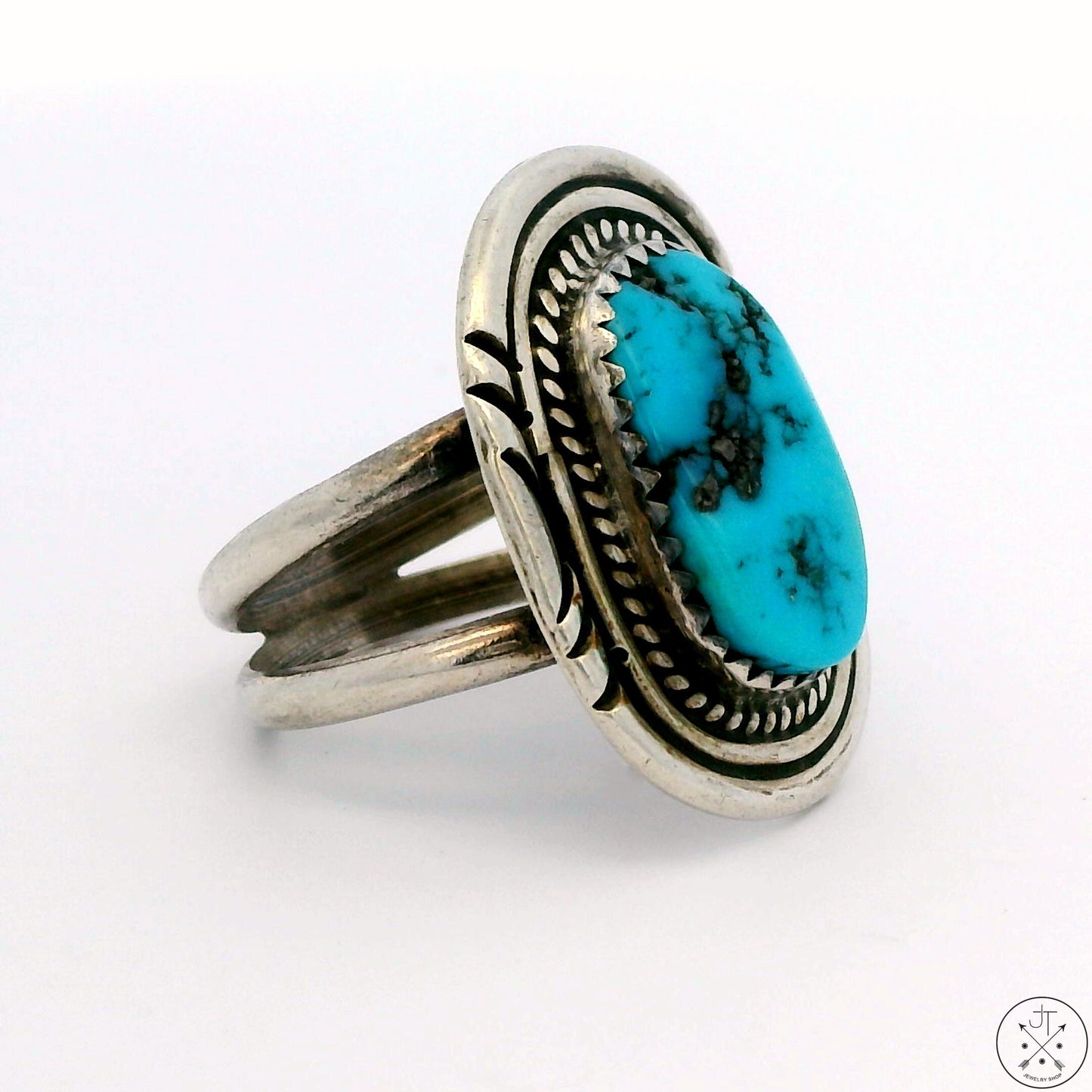 Vintage Sterling Silver Ring with Fox Mine Turquoise Size 7