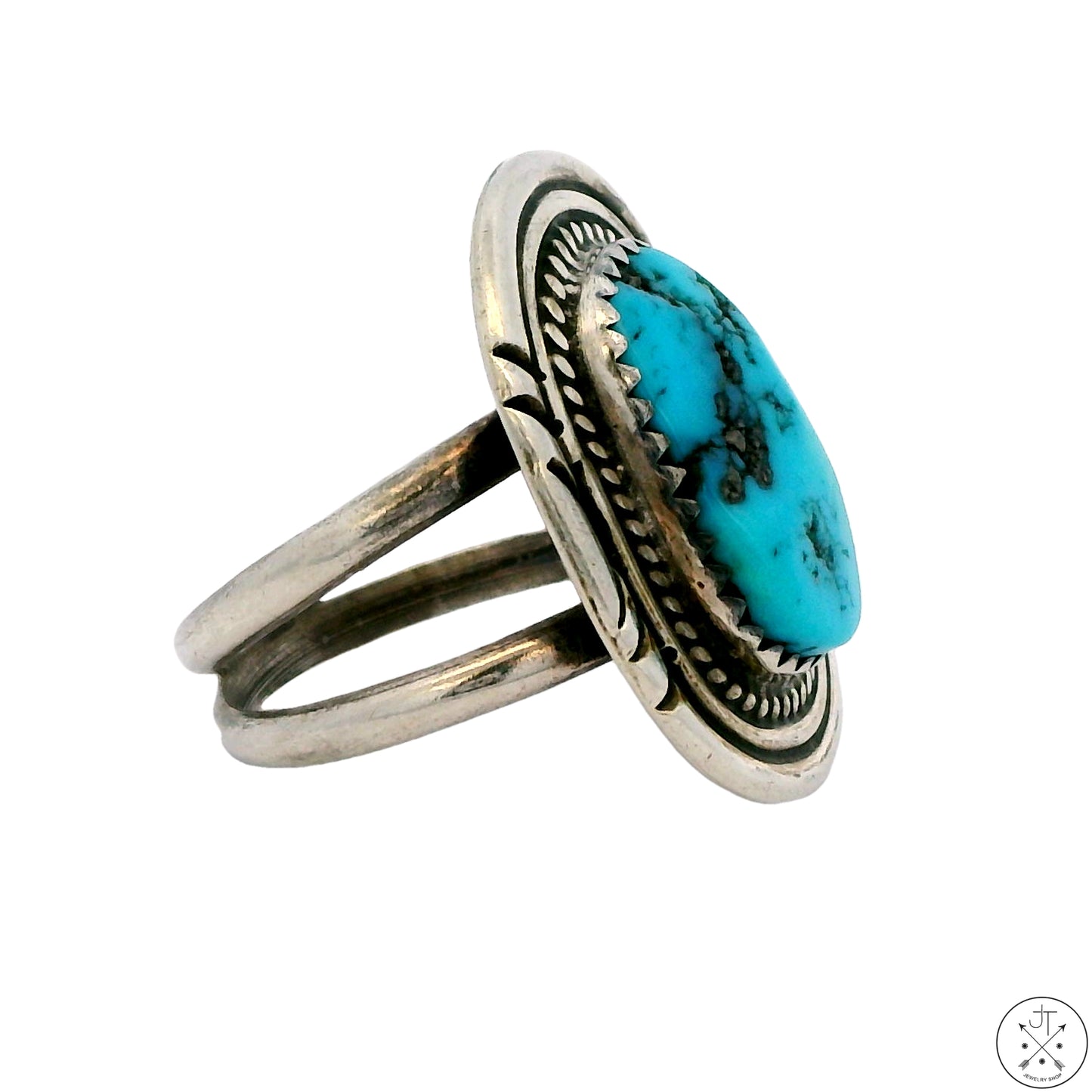 Vintage Sterling Silver Ring with Fox Mine Turquoise Size 7