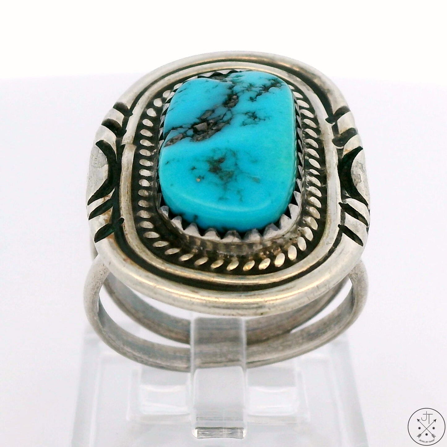 Vintage Sterling Silver Ring with Fox Mine Turquoise Size 7