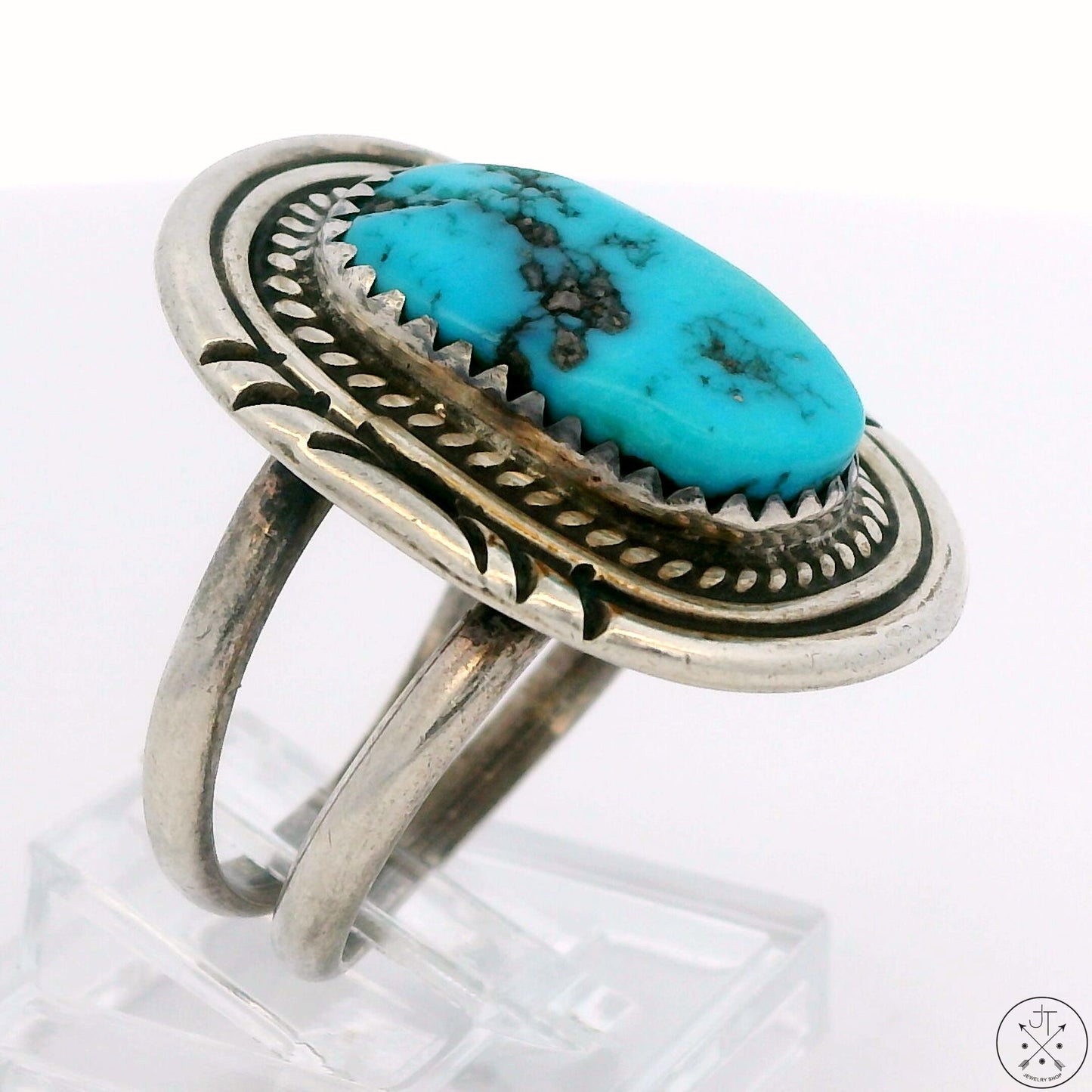 Vintage Sterling Silver Ring with Fox Mine Turquoise Size 7