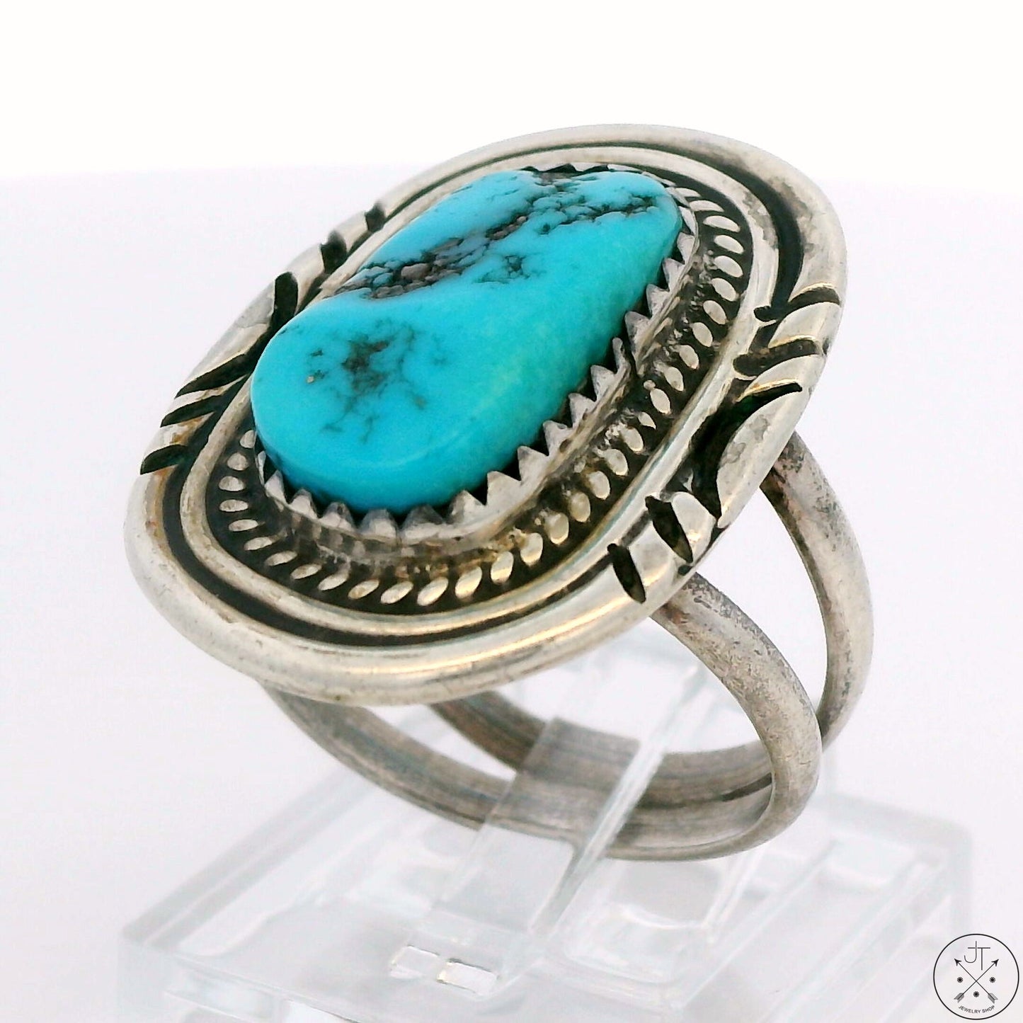 Vintage Sterling Silver Ring with Fox Mine Turquoise Size 7