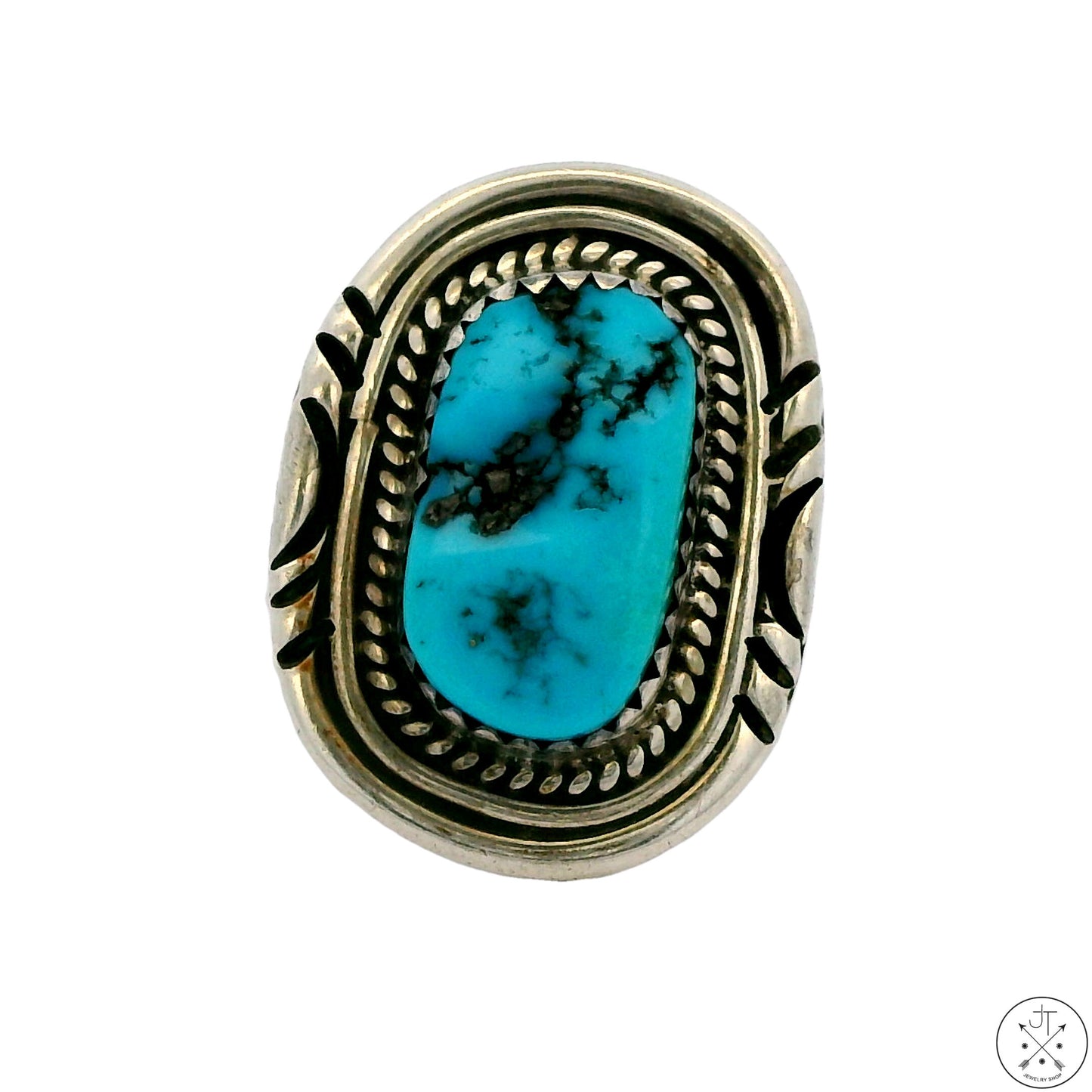 Vintage Sterling Silver Ring with Fox Mine Turquoise Size 7