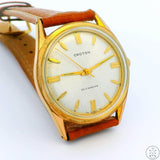 Vintage Croton ETA 17 Jewel Automatic 33 mm Swiss Watch Runs Plaque G10 Gold Plated