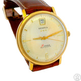 Vintage Benrus 39 Jewel Automatic 34 mm Date Swiss Watch Runs 3-Star Gold Plated Waterproof