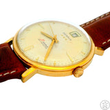 Vintage Benrus 39 Jewel Automatic 34 mm Date Swiss Watch Runs 3-Star Gold Plated Waterproof