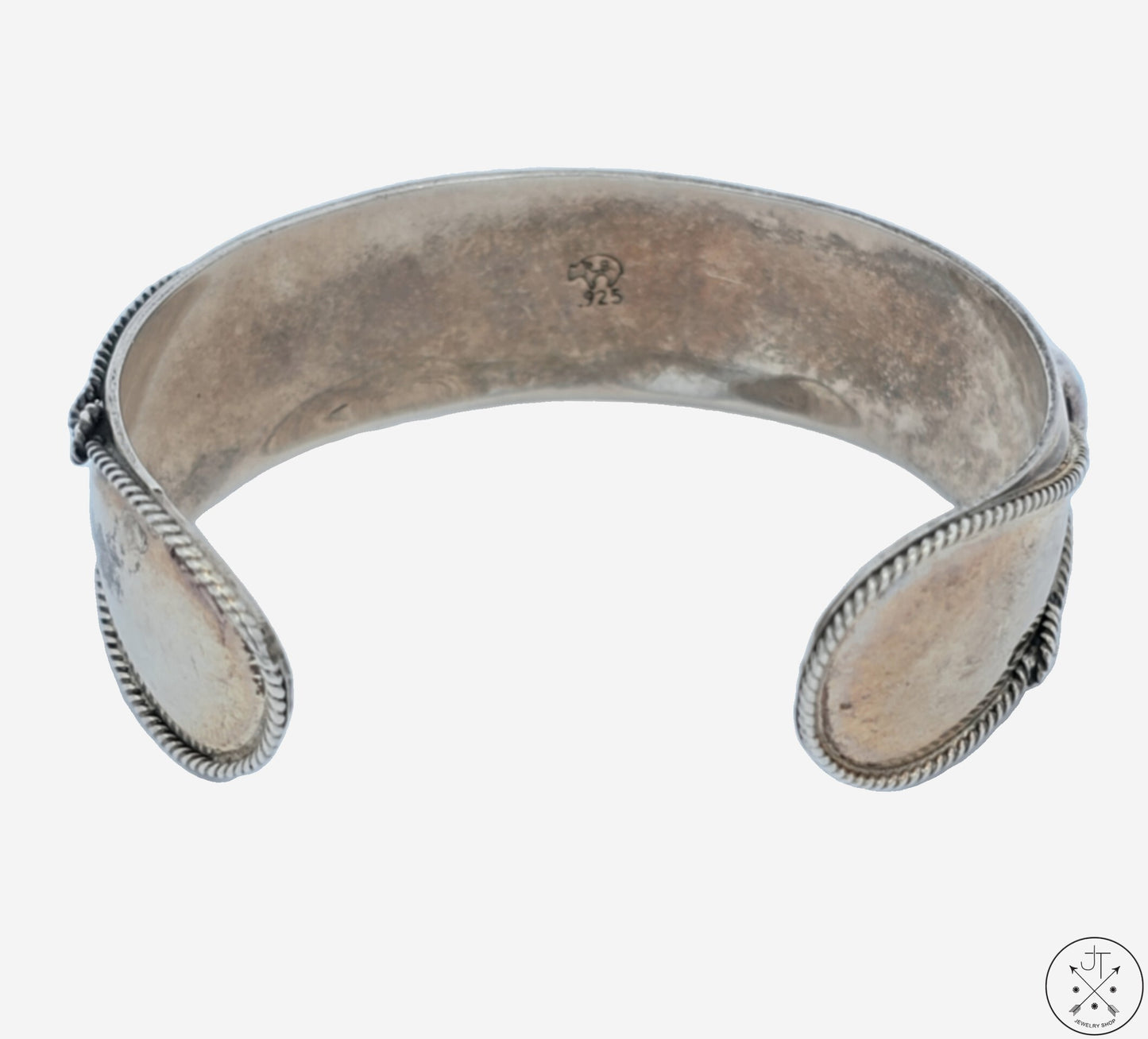 Vintage Sterling Silver Horses Cuff Bracelet 6.7 Inch Running Bear Native American Turquoise