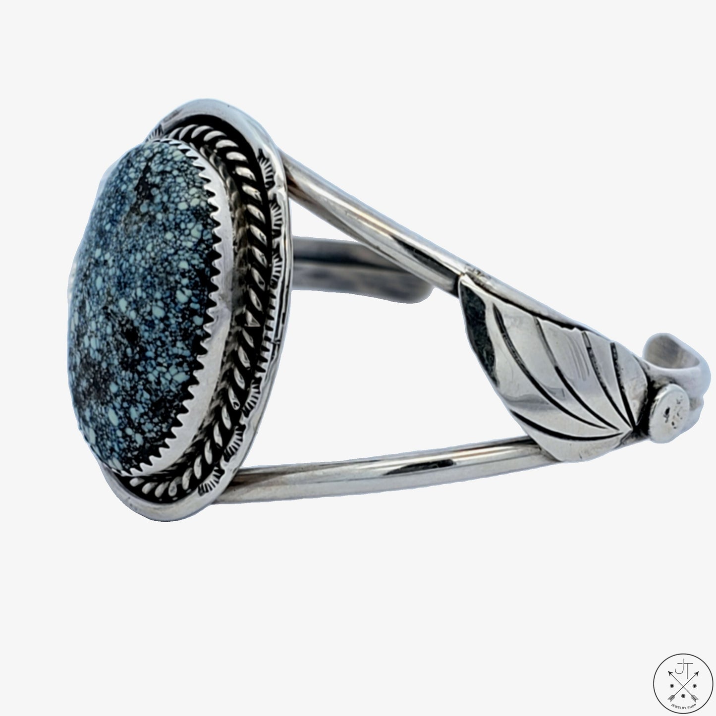 Vintage Navajo Sterling Silver Cuff Bracelet New Lander Turquoise 6.7 in Platero