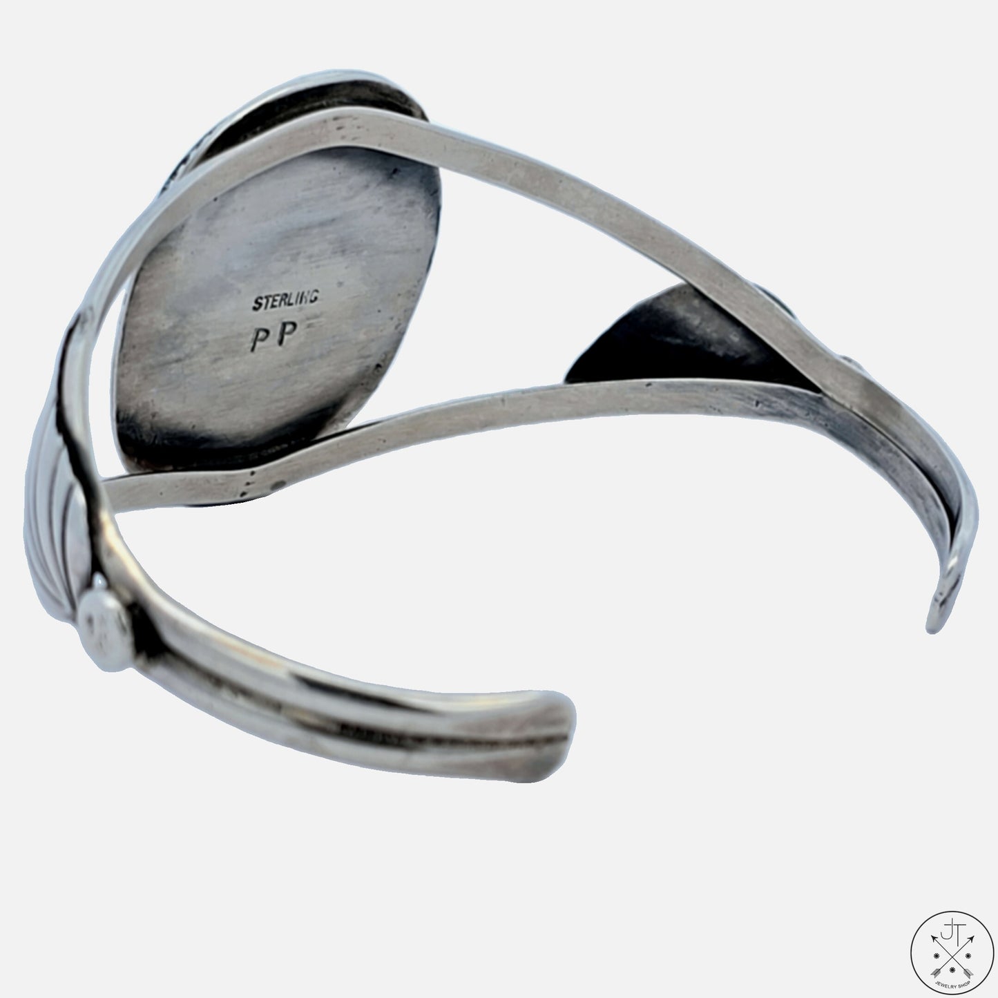 Vintage Navajo Sterling Silver Cuff Bracelet New Lander Turquoise 6.7 in Platero