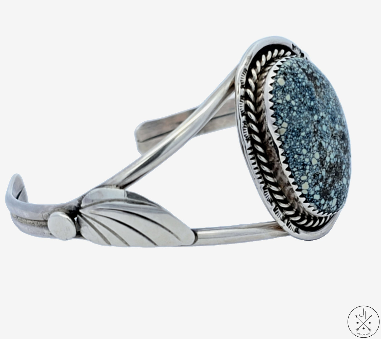 Vintage Navajo Sterling Silver Cuff Bracelet New Lander Turquoise 6.7 in Platero