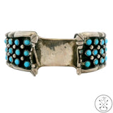 Vintage Sand Cast Sterling Silver Turquoise Watch Cuff Signed 6.25in Native American