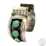 Vintage Sterling Silver Green Turquoise Watch Cuff Signed 6.25in Native American