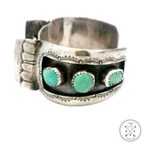 Vintage Sterling Silver Green Turquoise Watch Cuff Signed 6.25in Native American