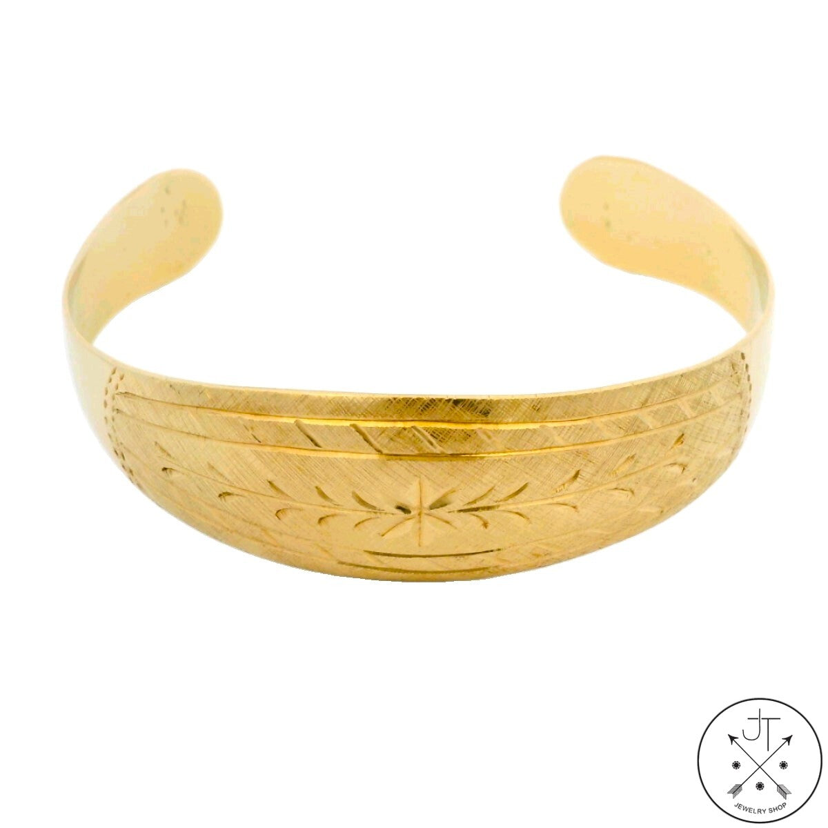 Vintage 14k Yellow Gold Cuff Bracelet 7 Inch Flared Tips