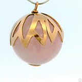 Vintage 18k Yellow Gold Pendant with 19 mm Rose Quartz Sphere