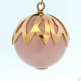 Vintage 18k Yellow Gold Pendant with 19 mm Rose Quartz Sphere