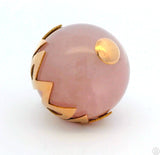 Vintage 18k Yellow Gold Pendant with 19 mm Rose Quartz Sphere