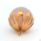 Vintage 18k Yellow Gold Pendant with 19 mm Rose Quartz Sphere