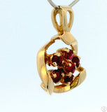 Vintage 14k Yellow Gold Flower Pendant with 1/10 ctw Red Spinel