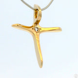 Vintage 14k Yellow Gold Cross Pendant with .08 Carat Diamond