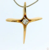 Vintage 14k Yellow Gold Cross Pendant with .08 Carat Diamond