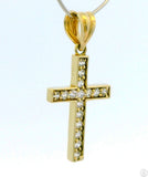 10k Yellow Gold Cross Pendant with CZs