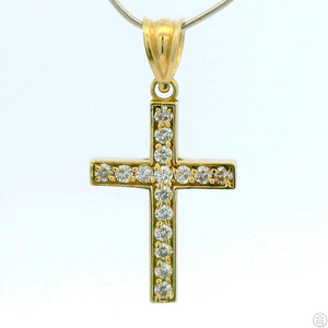 10k Yellow Gold Cross Pendant with CZs