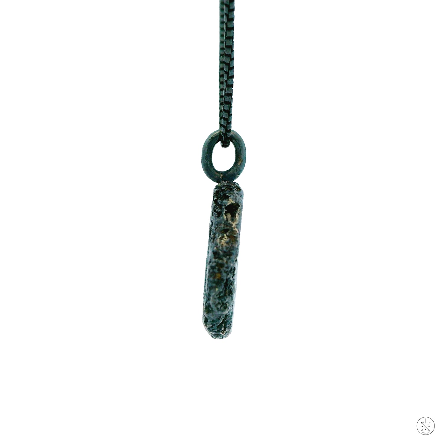 Vintage Sterling Silver Nugget Pendant Necklace 16 Inch Black Dark Patina