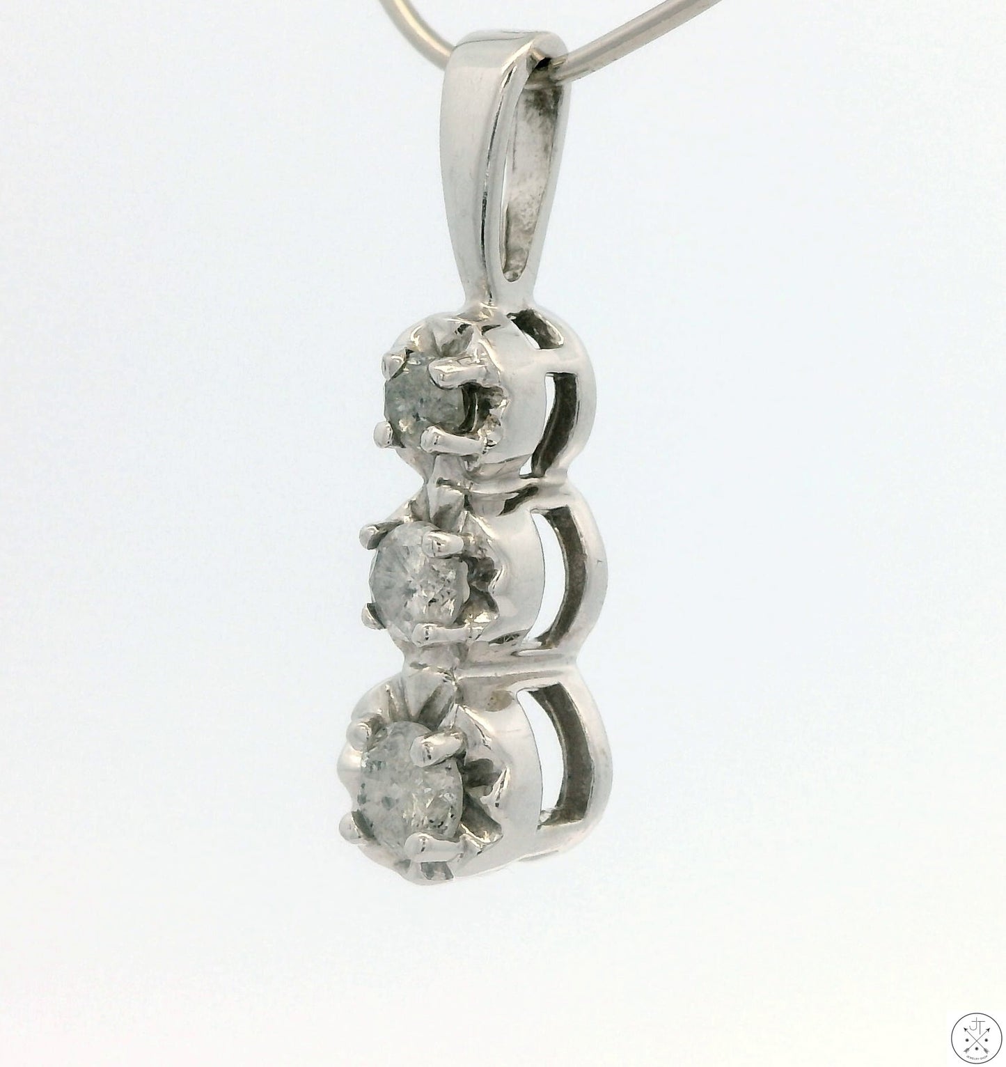 10k White Gold Pendant with 1/3 ctw Natural Diamonds