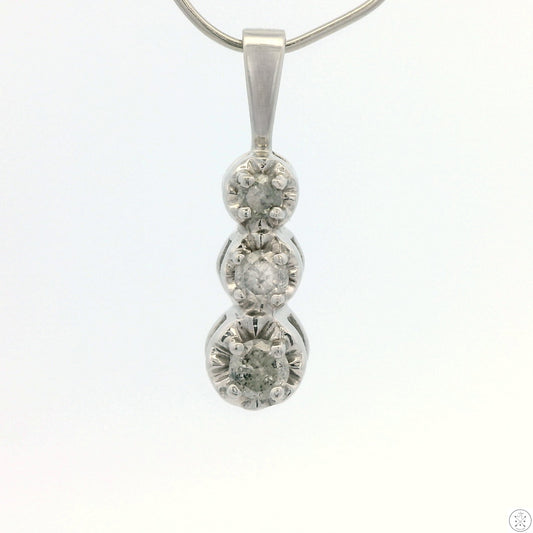 10k White Gold Pendant with 1/3 ctw Natural Diamonds