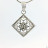 New 10k White Gold Pendant with Diamond