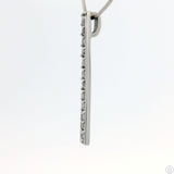 14k White Gold Bar Pendant with Natural Diamonds