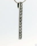 14k White Gold Bar Pendant with Natural Diamonds