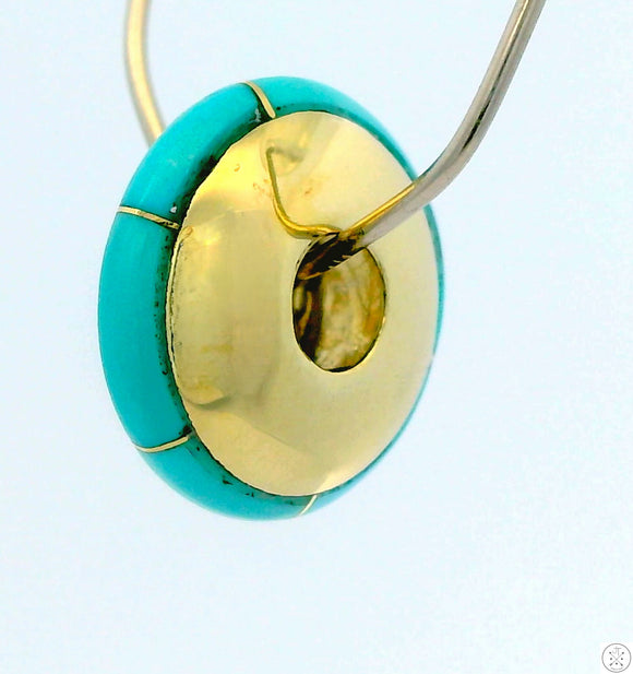 Vintage 14k Yellow Gold Slide Bead with Turquoise for Necklace or Bracelet Charm