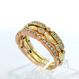 Uneek 14k Yellow and Rose Gold Stackable 3-Row Eternity Band Diamonds Size 6.5 $2800 Retail