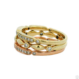 Uneek 14k Yellow and Rose Gold Stackable 3-Row Eternity Band Diamonds Size 6.5 $2800 Retail